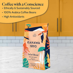 Ground Coffee Medium Roast Safari Blend 12 Oz – as Seen on Shark Tank, High Anti