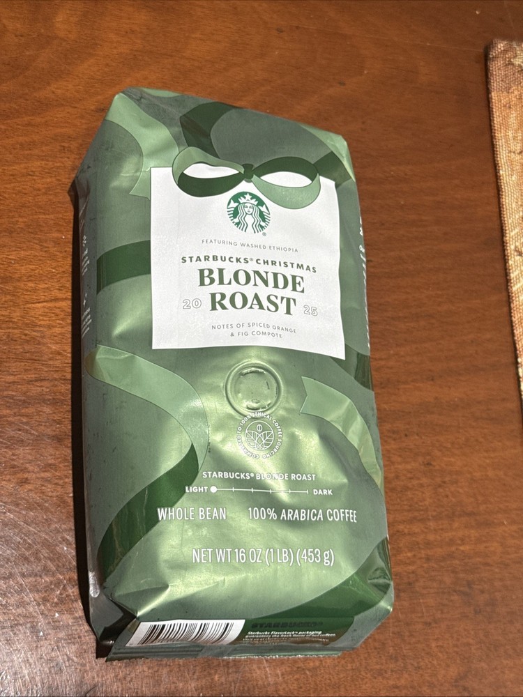 2025 Starbucks Christmas Blonde Blend Whole Bean Coffee 1lb Bag
