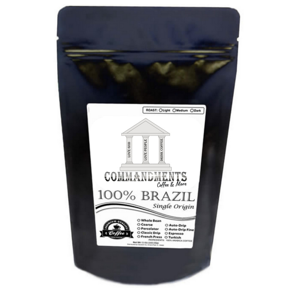 100% Brazilian Coffee Single Origin – Medium or Dark Roast – Whole Bean & Ground