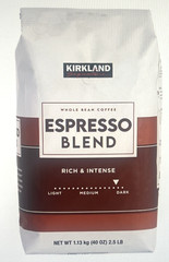 New Kirkland Signature Espresso Blend Whole Bean Coffee Dark Roast 2.5 Pounds