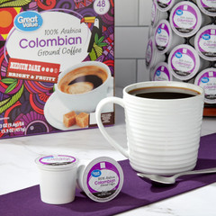100% Arabica Colombian Medium Roast Ground Coffee Pods, 48 Ct