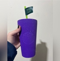 💜 Starbucks Halloween Glow In The Dark Purple Splatter Tumbler & Keychain *