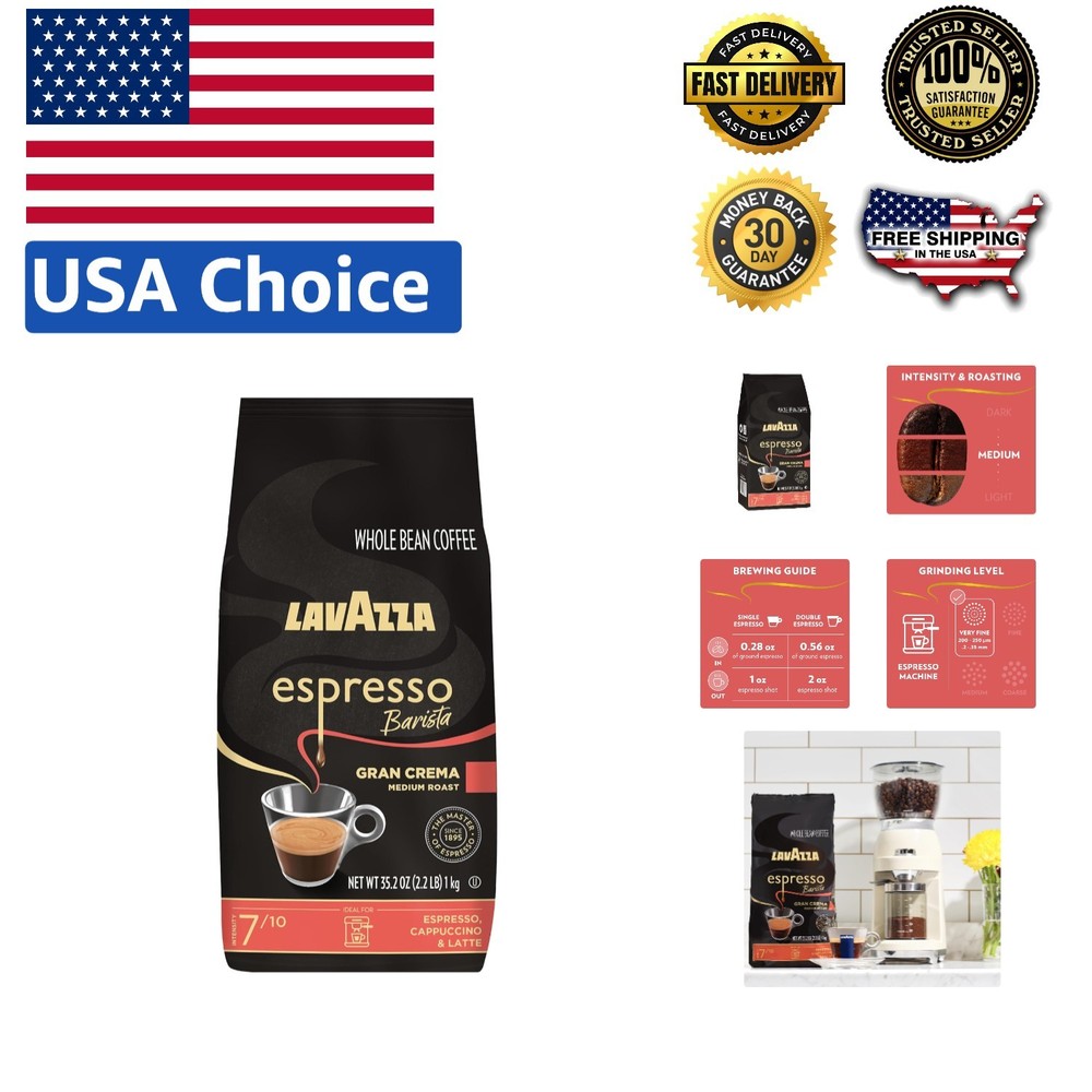 Espresso Barista Gran Crema Whole Bean Coffee – 2.2 LB for Espresso Machines