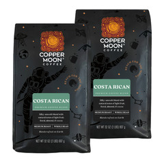Copper Moon Costa Rica Blend, Medium Roast Whole Bean Coffee, 2 Lb Bags, 2-Pack