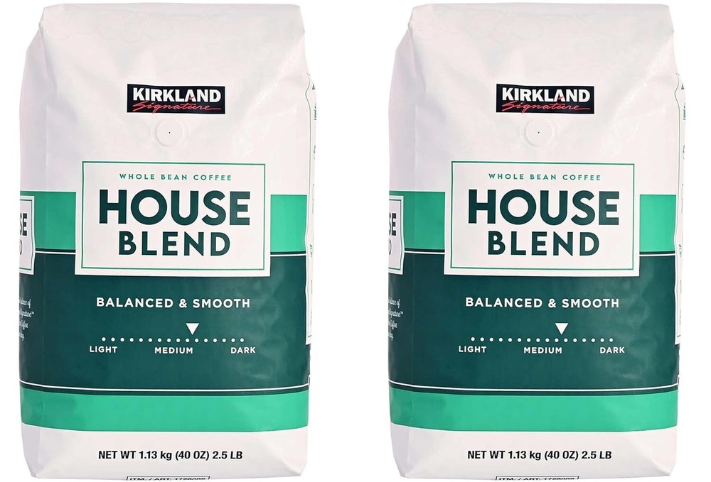 2 Packs Kirkland Starbucks House Blend Medium Roast Whole Bean Coffee 2 LB Each