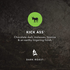 Coffee, Kick Ass, Dark Roast, Whole Bean, Certified Organic, Fairtrade, Kosher C