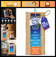 Premium Jamaican Blue Mountain Coffee, Dark Roast Whole Bean, 12oz – 100% Pure