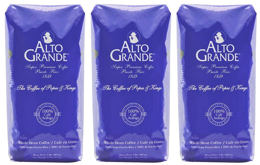 Alto Grande Super Premium Coffee Whole Beans, 2 pound bag (Pack of 3)