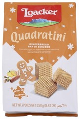Loacker Gingerbread Flavor Quadratini Wafer Cubes 250G 8.82 Oz 6 Pack