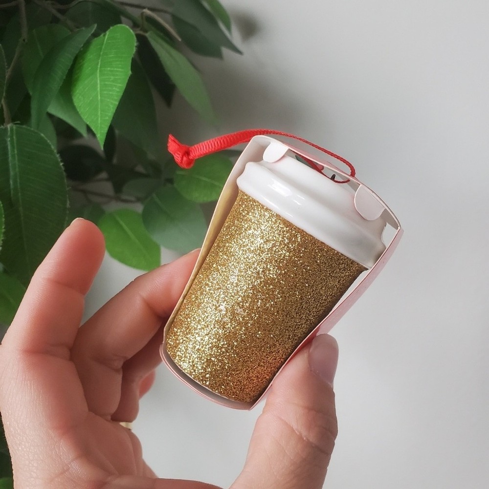 💛NEW💛 Starbucks Gold Glitter Mini Cup Keychain 2018 Edition Christmas Holiday