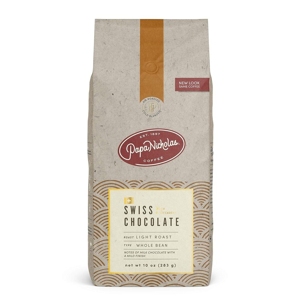 Whole Bean Coffee Swiss Chocolate 10 Ounce Flavored Medium Roast Air Roasted