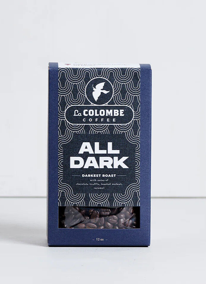 LA COLOMBE COFFEE ALL DARK DARKEST ROAST BLEND WHOLE BEAN 12OZ
