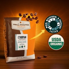 , Organic Ethiopian Yirgacheffe Whole Bean Coffee, Light Roast, Organic, 3rd …