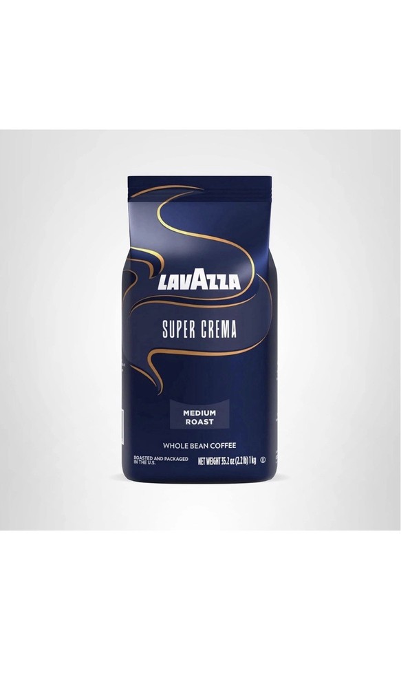 Lavazza Super Crema Whole Bean Coffee, Medium Espresso Roast, Blend, 2.2 lb Bag