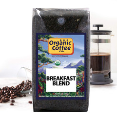Organic Coffee Co. Breakfast Blend Whole Bean Coffee 2LB (32 Ounce) Medium Light