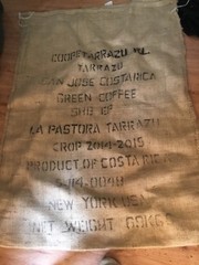 USED Green Coffee Burlap Bag Costa RIco
