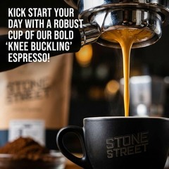 Knee Buckling Espresso Coffee, Ground, High Caffeine Blend, Dark Roast, 1 LB