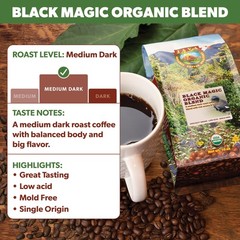 Java Planet Low Acid Organic Coffee, Black Magic, Medium 16 Ounce (Pack of 1)