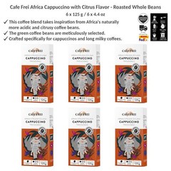 Cafe Frei Citrus Cappuccino Flavored Coffee Roasted 100% Arabica Beans 125gx6
