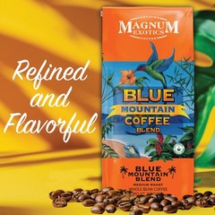 Magnum Exotics Coffee, Blue Mountain Blend MediumLight Roast, Whole Bean, Ma…