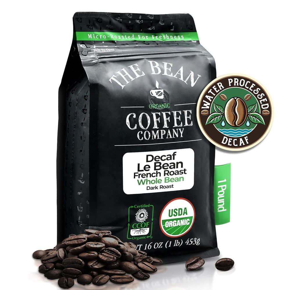 The Bean Organic Coffee Company Water Processed DECAF Le Bean, Dark French Roast