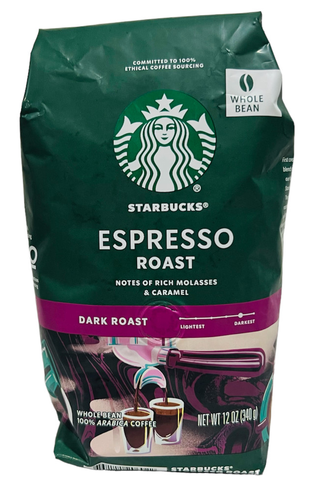 Starbucks Espresso Roast Dark Roast Whole Bean Coffee 12 oz