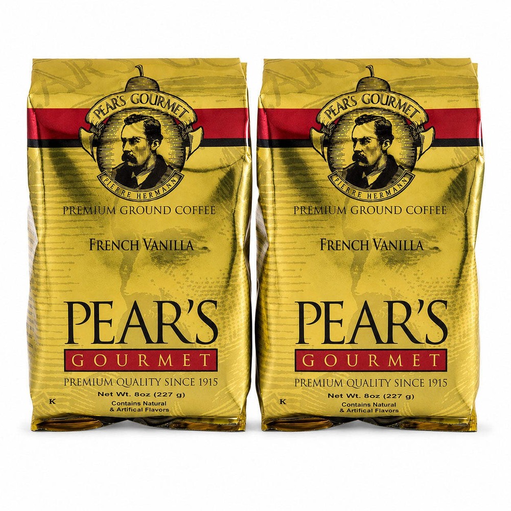 Pear’s French Vanilla Ground Coffee | Pack of 2 | 8 oz | Brenmar