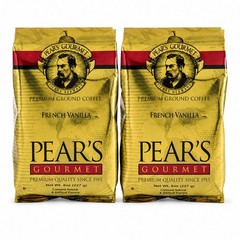 Pear’s French Vanilla Ground Coffee | Pack of 2 | 8 oz | Brenmar