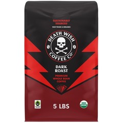 Death Wish Coffee Whole Bean Dark Roast – USA Organic Coffee Beans – Fair Tr…