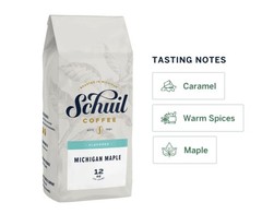 Michigan Maple Whole Bean Coffee Fair Trade Premium Roasted Blend 12 Ounce