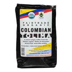 Lacas Coffee Fair Trade Organic Colombian Tolima Whole Bean Coffee 2 lb