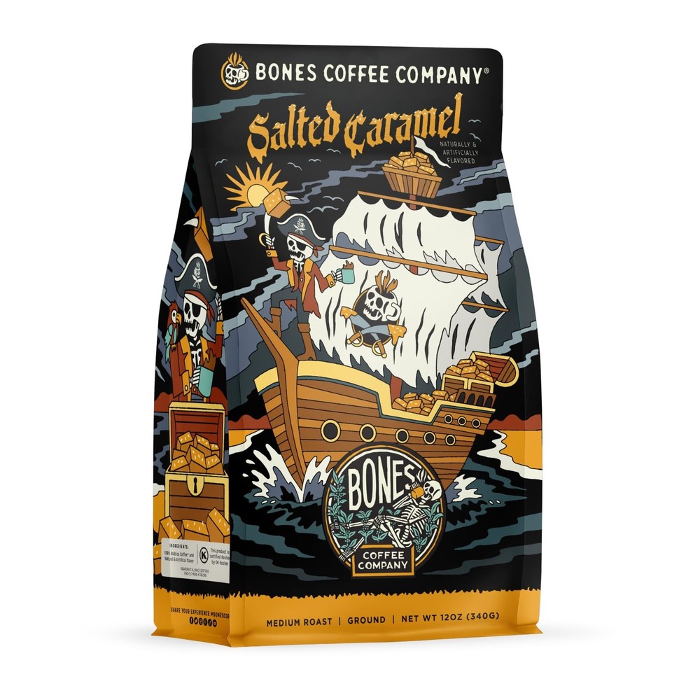 Salted Caramel Flavored Coffee 12 Oz Ground Medium Roast Low Acid – Sweet