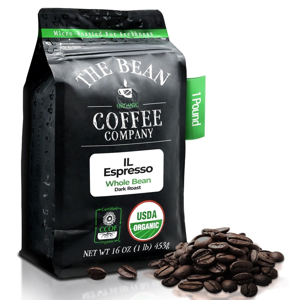 The Bean Organic Coffee Company Il Espresso, Dark Roast, Whole Bean Coffee, 1…