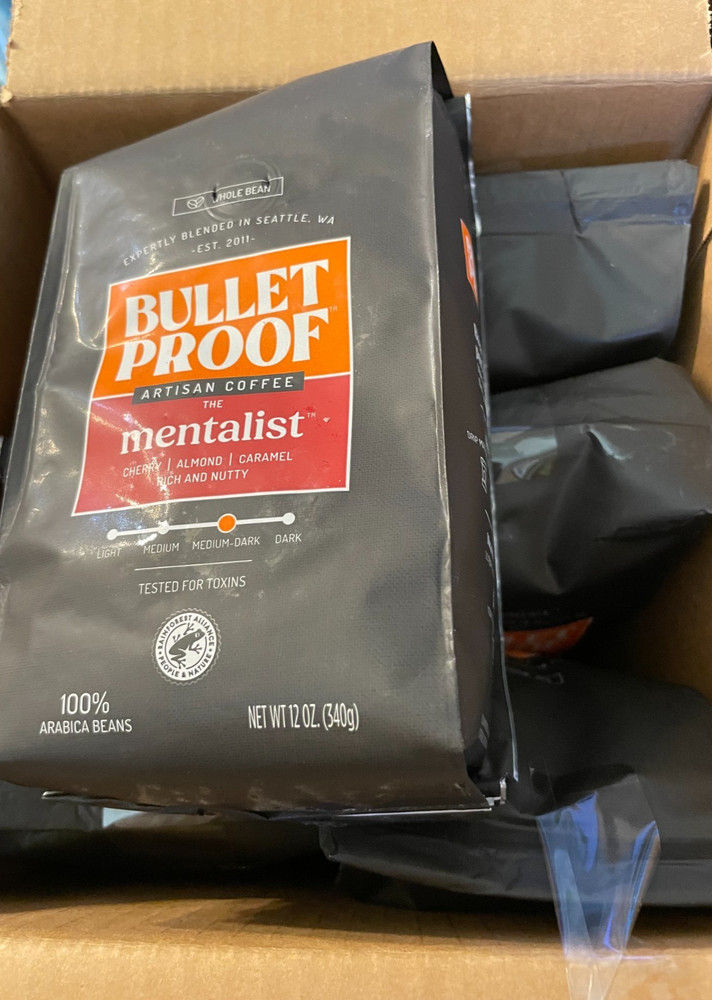 6 PACK Artisan Coffee The Mentalist Whole Bean, Medium-Dark Roast, 12 oz (340 g)