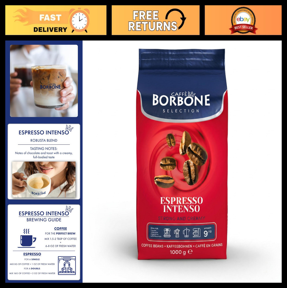 100% Robusta Whole Bean Espresso Coffee, Medium Roast, 2.2 lb Bag – Intense Flav