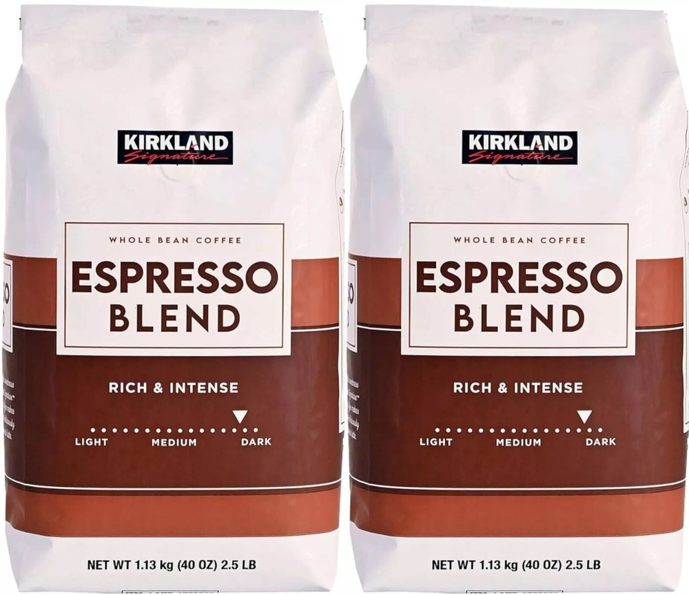 2 PACK – Kirkland Signature Espresso Blend Coffee, Dark Roast, Whole Bean, 2.5lb
