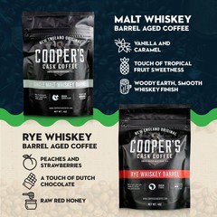 Bourbon & Whiskey Barrel Aged Coffee Box Set with Four Whole Bean Single Orig…