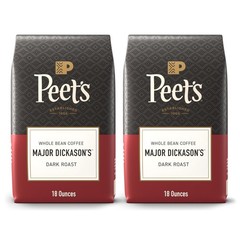 Peet’s Coffee Dark Roast Whole Bean Major Dickason’s Blend 18 Oz Bag 2-Pack