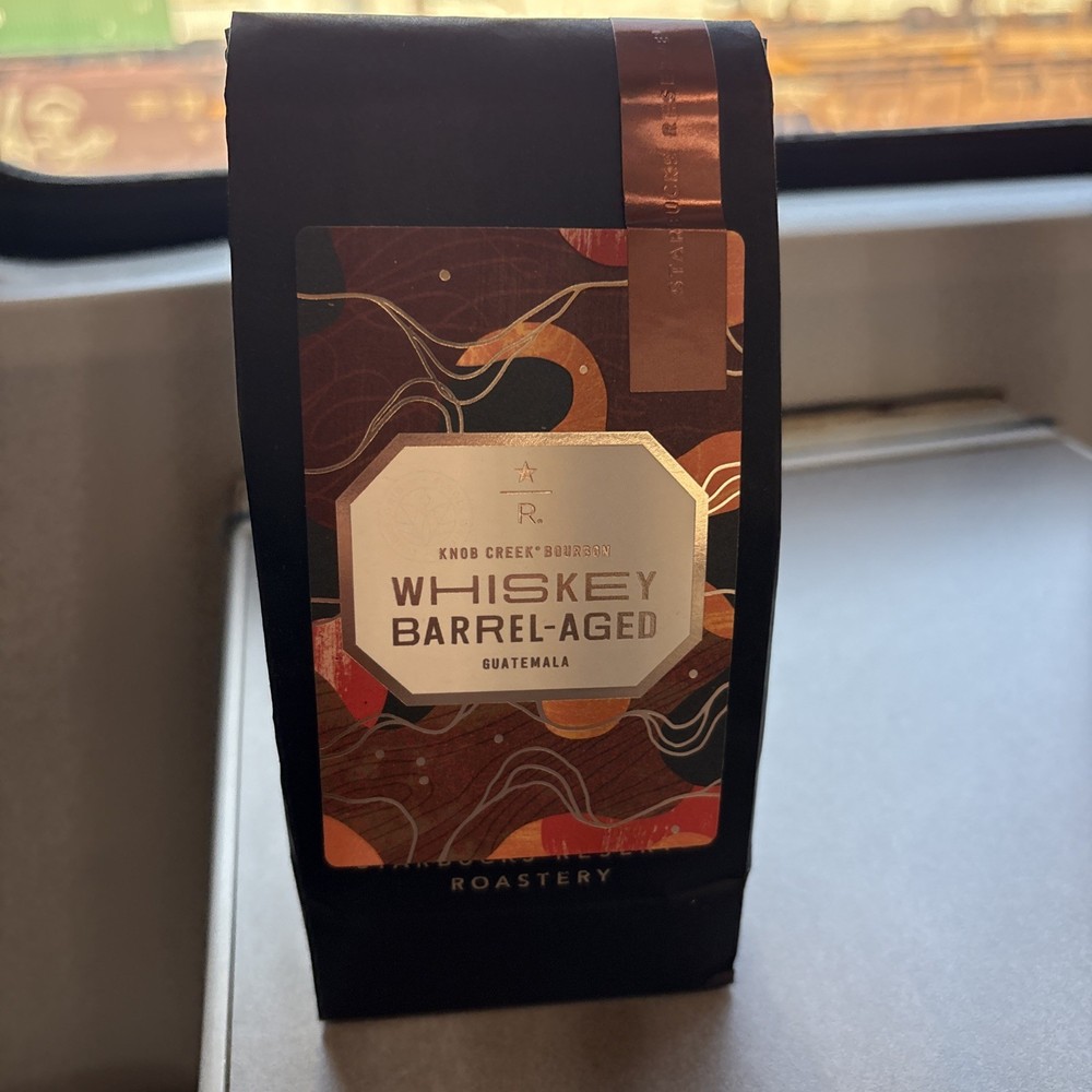 NEW STARBUCKS RESERVE KNOB CREEK BOURBON WHISKEY BARREL-AGED GUATEMALA COFFEE