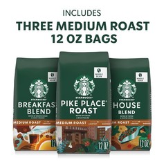 Starbucks Whole Coffee Beans Variety Pack – Medium Roast Bliss (3 x 12oz)