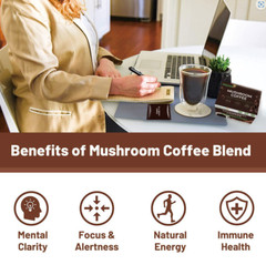 Mushroom Organic Coffee Blend Espresso For Focus,Immunity,Energize /USA Seller.