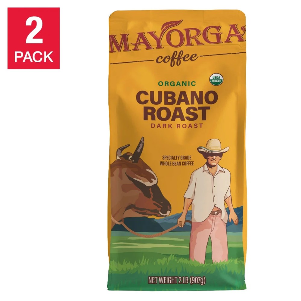Mayorga Café Roast, USDA Organic, Dark Roast, Whole Bean Coffee 2lbs 2-pk