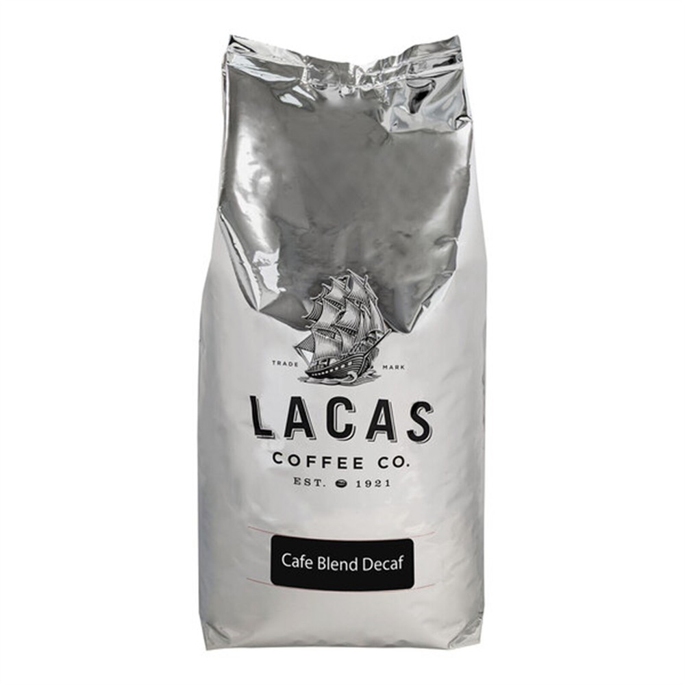 Lacas Coffee Cafe Blend Decaf Whole Bean Coffee 5 lb. – 4/Pieces WS-110LCWBDCBLD