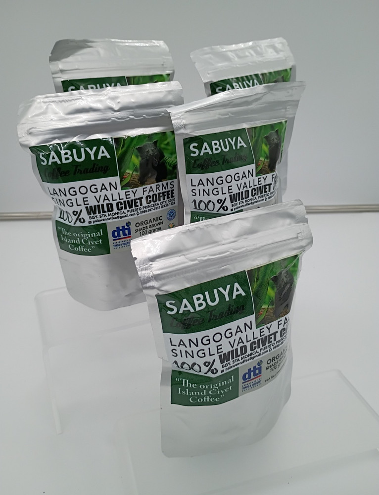 SABUYA Langogan Single Valley Farms Wild Civet Coffee Whole Bean Organic 5x100g