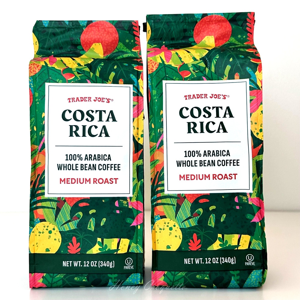2 X Trader Joe’s Costa Rica 100% Arabica Whole Bean Coffee Medium Roast 12 Oz Ea