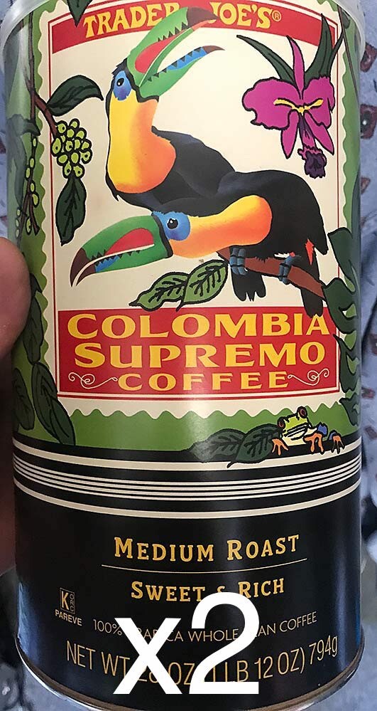 2 Packs Trader Joe’s Colombia Supremo Medium Roast Whole Bean Coffee 28 OZ Each