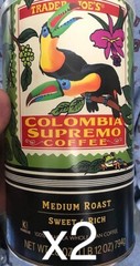 2 Packs Trader Joe’s Colombia Supremo Medium Roast Whole Bean Coffee 28 OZ Each