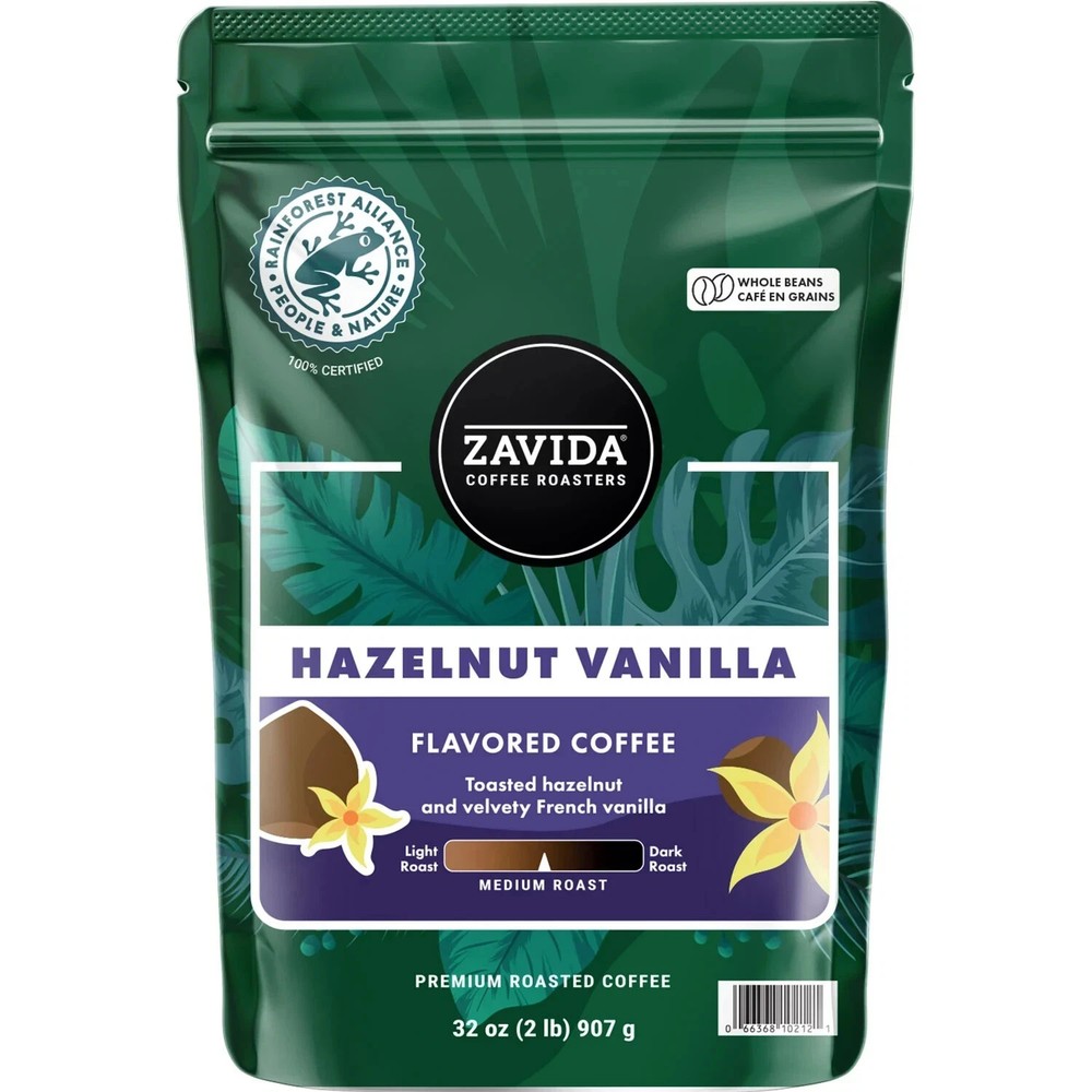Zavida Coffee Whole Bean Coffee, Hazelnut Vanilla (32 oz.)
