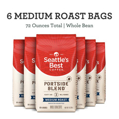 Portside Blend Medium Roast Whole Bean Coffee | 12 Ounce Bags (Pack of 6)