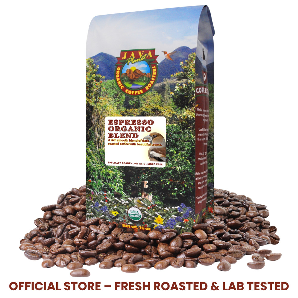 Java Planet Espresso Blend Organic Dark Roast Low Acid Mold Free Beans/Ground